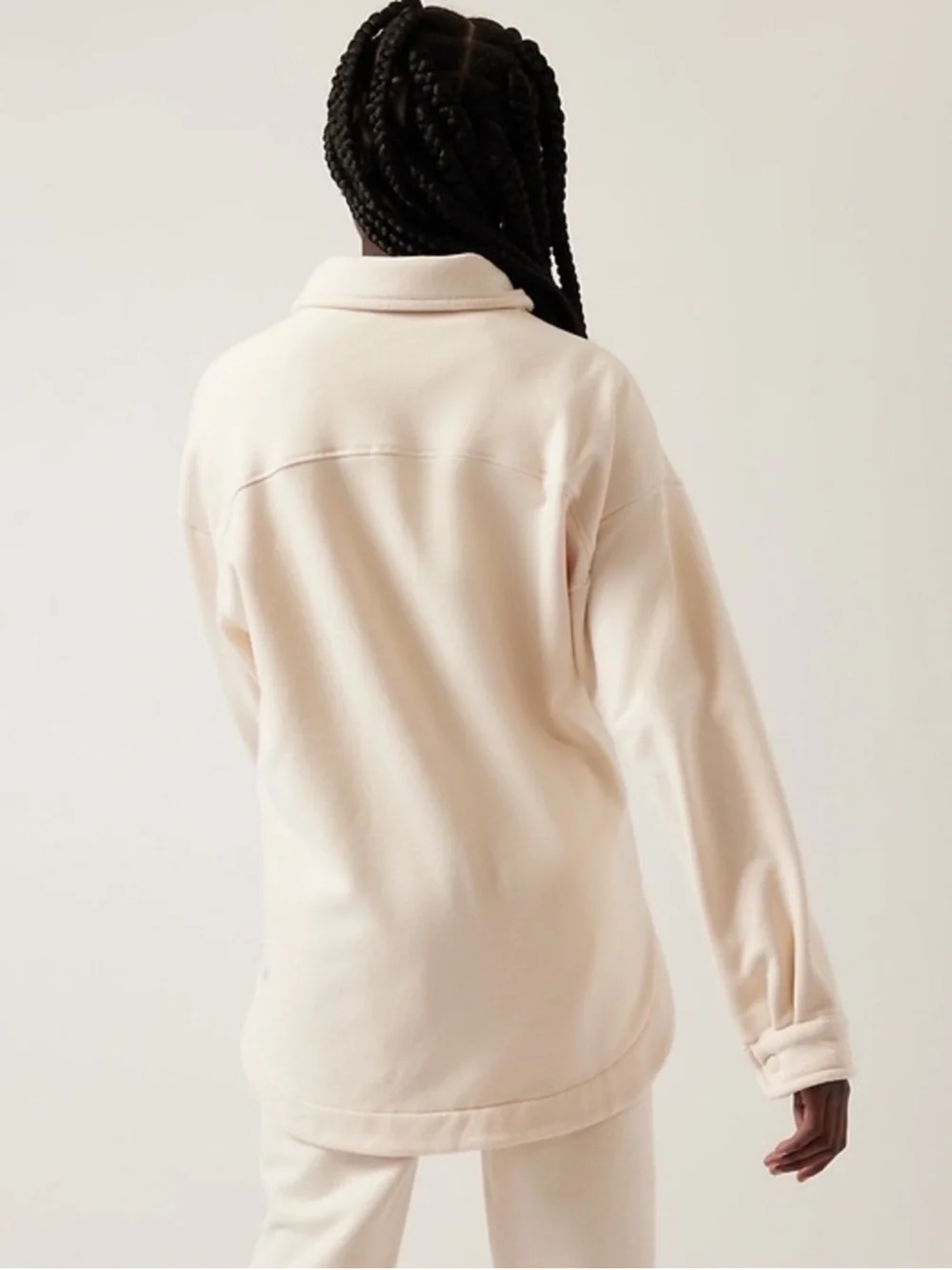 NWOT Athleta Girl Oversized Fuzzy Button Front Shacket Cream Size L/12